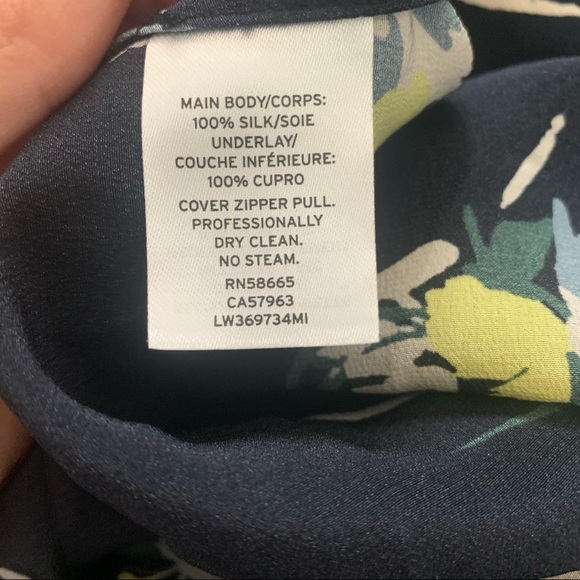 Lewit Navy Blue Floral Print 100% Silk Midi Dress - Picture 9 of 9